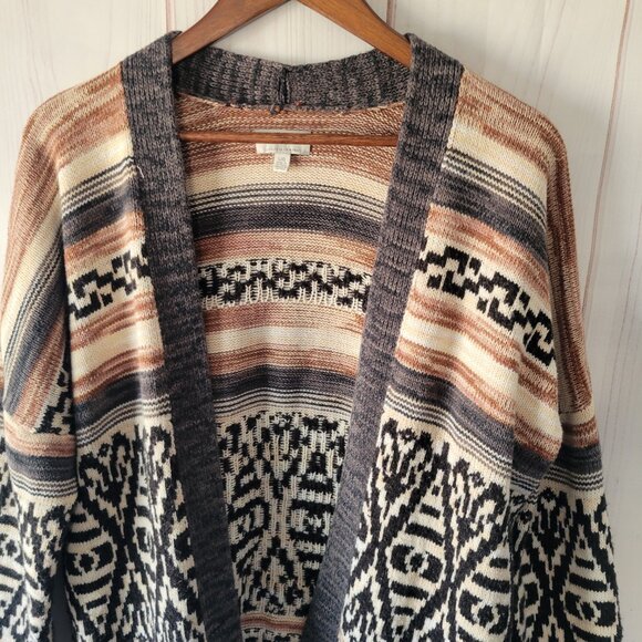 Buckle Lucky Brand Jacquard Boyfriend Open Front Knit Cardigan Sweater, Western - Picture 3 of 10